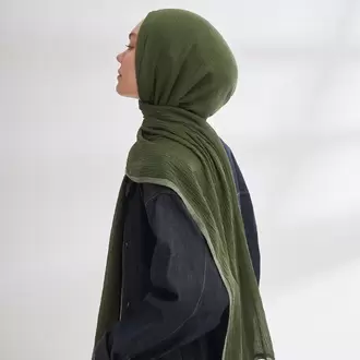ARMANDA - 3352  Müslin Biyeli Şal - Çam Yeşili