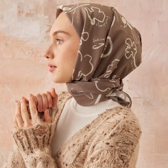 Fresh Scarfs - Luna Desen Pamuk İpek Eşarp - Tozlu Kahve