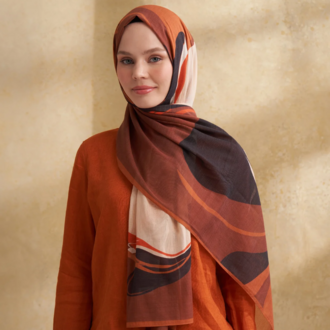 ARMANDA- 3383 İpek Pamuk Sarah Desen Şal - Bej Kahve