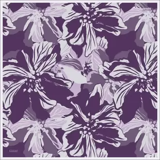 ARMANDA - 4351 Dahlia Desen Twill İpek Eşarp - Mürdüm