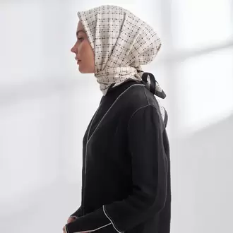 ARMANDA- 4306 Orbıs Desen Twıll İpek Eşarp - Krem