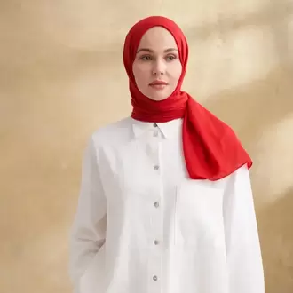 ARMANDA - 3009 Rustik Pamuksu Şal - Kırmızı