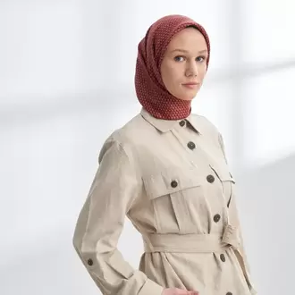 ARMANDA - 4303 NOIRE DESEN TWILL İPEK EŞARP - Bordo