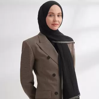 ARMANDA -  3352  Müslin Biyeli Şal - SİYAH
