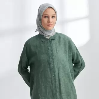 ARMANDA - 4303 NOIRE DESEN TWILL İPEK EŞARP - Keten Yeşili