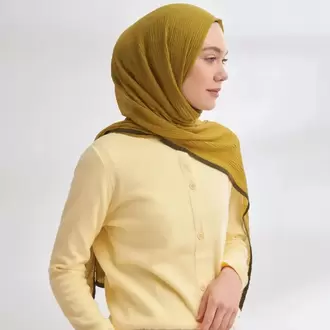 ARMANDA -  3352  Müslin Biyeli Şal - ZEYTİN