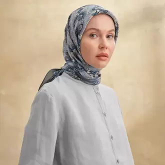 ARMANDA - 3151 Gaina Desen Eşarp - İndigo