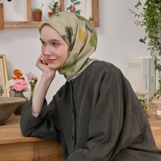 FRESH SCARFS - İsla Desen Pamuk İpek Eşarp - Yeşil