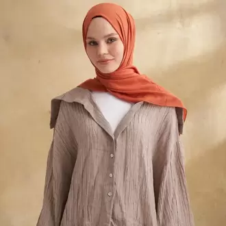 ARMANDA - 3009 Rustik Pamuksu Şal - Kiremit