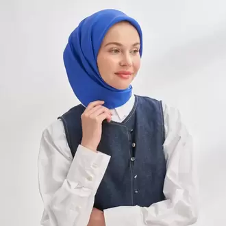 ARMANDA - 4400 Premium Twill İpek Eşarp - Saks