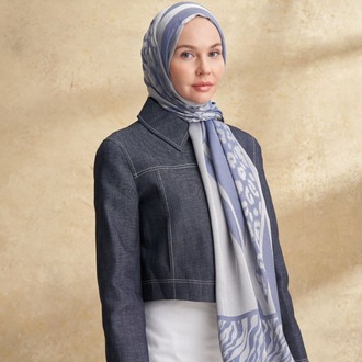 Armanda - 3304 Fiori Jakar Leopar Desen - İndigo