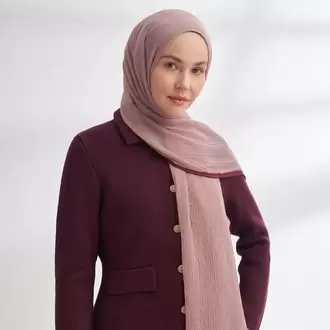 ARMANDA - 3352 Müslin Biyeli Şal - Sisli Pudra