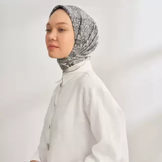 ARMANDA - 4352 Anesha Desen Twill İpek Eşarp - Keten Yeşili