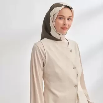 ARMANDA - 4355 İnaya Desen Twill İpek Eşarp - Taş-Vizon