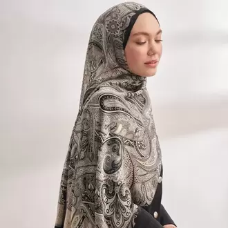 ARMANDA - VUAL MYSTIC DESEN ŞAL -SİYAH KREM