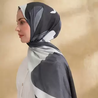ARMANDA- 3383 İpek Pamuk Sarah Desen Şal - Siyah Gümüş