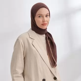 ARMANDA - 3353 Müslin Biyeli Eşarp - Acı Kahve