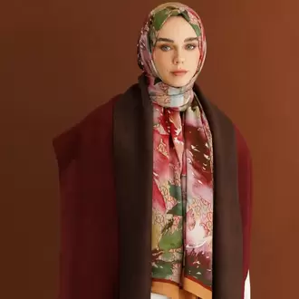 MOONCORN - Çift Yönlü Yün Atkı - Acı Kahve - Bordo
