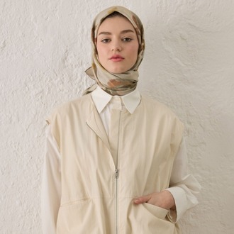 FRESH SCARFS - İsla Desen Pamuk İpek Eşarp - Vizon