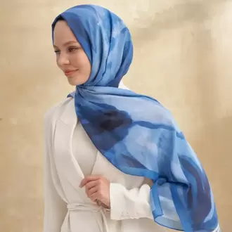 ARMANDA- 3381 İpek Modal Darcy Desen Şal - İndigo