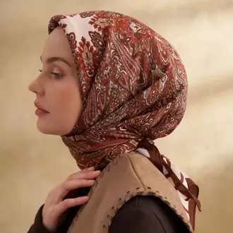ARMANDA - 3152 Jardın Desen Eşarp - Acı Kahve