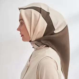 ARMANDA - 4355 İnaya Desen Twill İpek Eşarp - Taş-Vizon