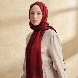 Armanda - 3304 Fiori Jakar Leopar Desen - Bordo