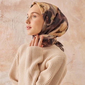 FRESH SCARFS - Roslyn Desen Pamuk İpek Eşarp - Toprak