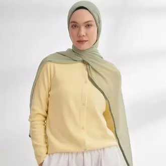 ARMANDA - 3352 Müslin Biyeli Şal - KETEN YEŞİLİ