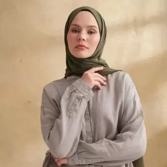 ARMANDA - 3009 Rustik Pamuksu Şal - Haki