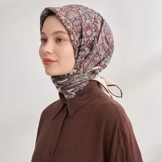 ARMANDA - 4352  Anesha Desen Twıll İpek Eşarp - Bordo