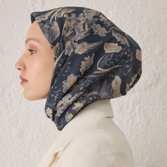 FRESH SCARFS - Elora Desen Pamuk İpek Eşarp - Antrasit