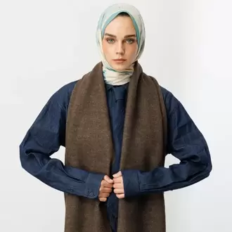 MOONCORN - Çift Yönlü Yün Atkı - Vizon-Latte