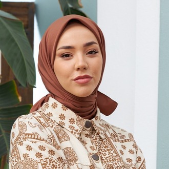 Silk Home Twill Eşarp 11343 - Kahverengi