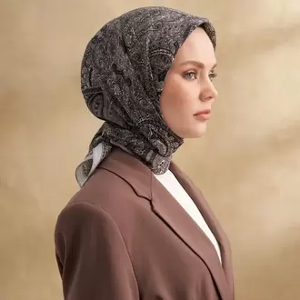 ARMANDA - 3155 Vintage Desen Eşarp - Gümüş