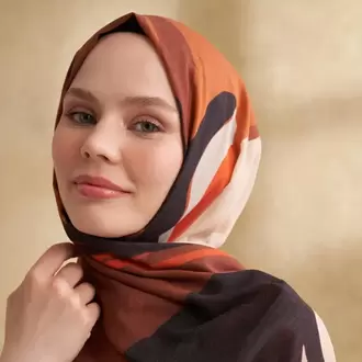 ARMANDA- 3383 İpek Pamuk Sarah Desen Şal - Bej Kahve