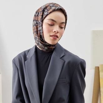 BFRESH SCARFS - Blooming Garden Desen Pamuk İpek Eşarp - Siyah