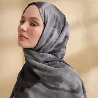ARMANDA- 3381 İpek Modal Darcy Desen Şal - Füme