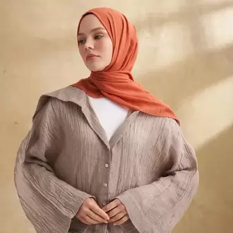 ARMANDA - 3009 Rustik Pamuksu Şal - Kiremit