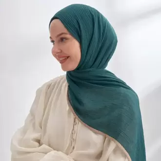 ARMANDA - 3352 Müslin Biyeli Şal - Zümrüt