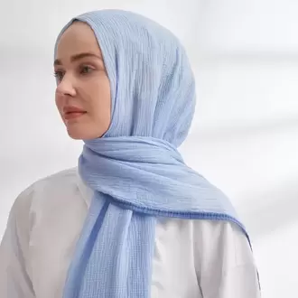 ARMANDA - 3352 Müslin Biyeli Şal - Bebe Mavisi