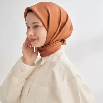 ARMANDA - 4400 Premium Twill İpek Eşarp - Kiremit