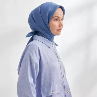 ARMANDA - 4400 Premium Twill İpek Eşarp - Koyu Kot Mavisi