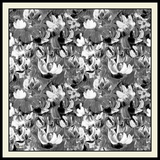 ARMANDA - 4359 Abstract Bloom Desen Twill İpek Eşarp - Füme