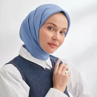 ARMANDA - 4400 Premium Twill İpek Eşarp - Kot Mavisi