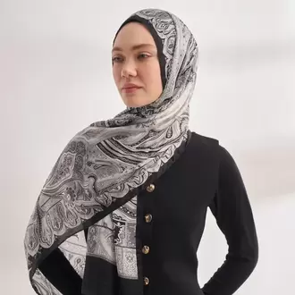 ARMANDA - 4456 Mystic Desen Şal - Siyah Gri