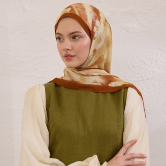 FRESH SCARFS - Soft Daisy Desen Rami Şal - Kiremit