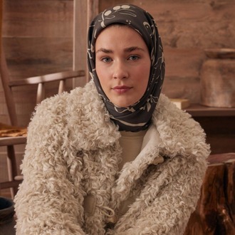 Fresh Scarfs - Luna Desen Pamuk İpek Eşarp - Acı Kahve