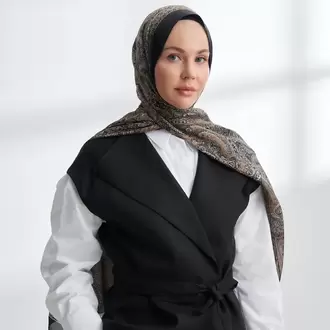 ARMANDA -6036 Etnik Desen Şal - Siyah Altın