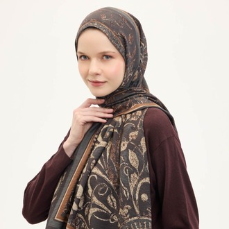 SİLK HOME - Urban Hours Antik Koyu Kahverengi Mayda Şal 190x70